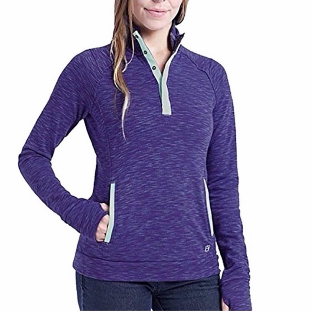 Avalanche Women's Heathered Purple Quarter Button Up Activewear Pullover Size M